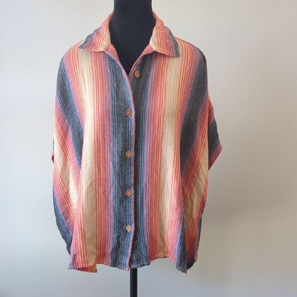 Rip Curl Blue and Red Striped Fabric